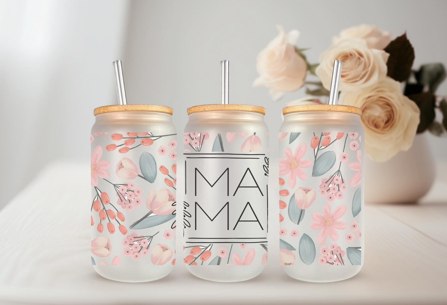 Mama Floral Can Glass